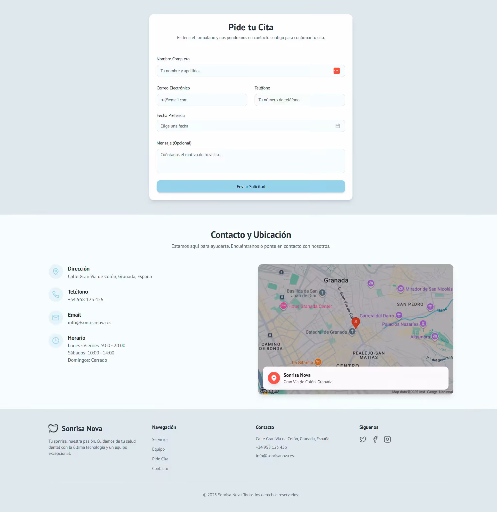 High-conversion contact form with integrated map