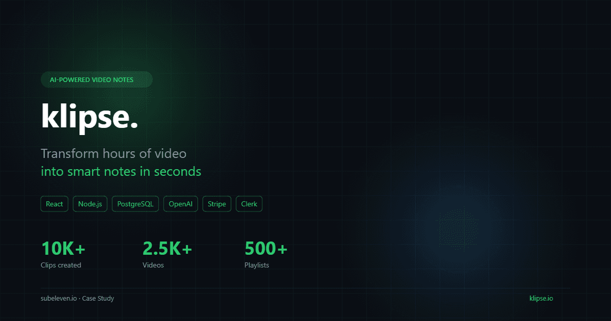 Klipse AI video clipping application showing the dark-themed interface with video library